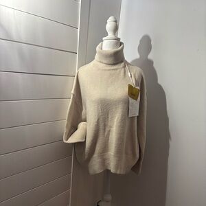 Women's Cream Turtleneck Sweater